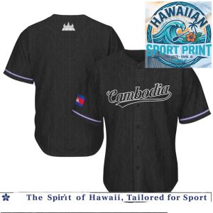 Cambodia Angkor Wat Custom Black Baseball Jersey