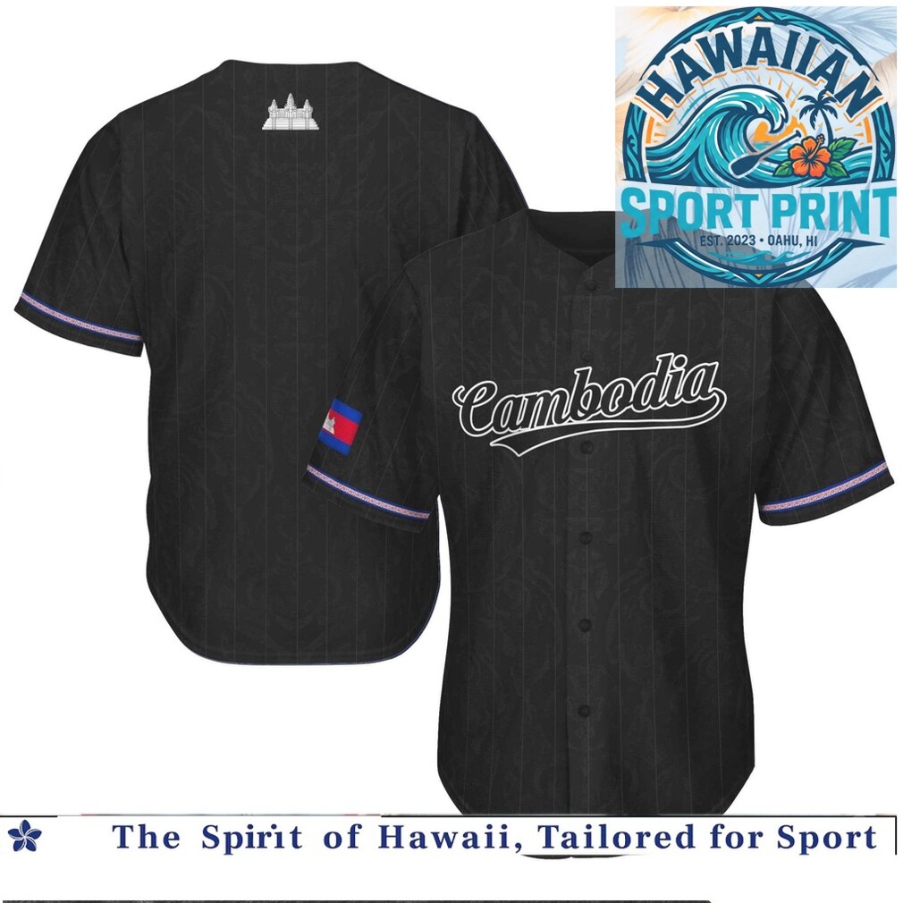 Cambodia Angkor Wat Custom Black Baseball Jersey Cambodia Angkor Wat Custom Black Baseball Jersey