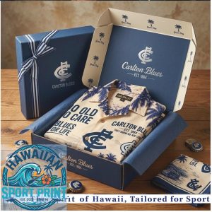 Carlton Blues AFL Fan Too Old To Care Tropical Summer Hawaiian Shirt
