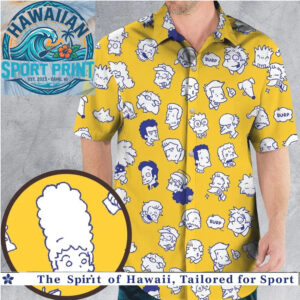 Cartoon Yellow Family Silhouette Comedy Fun Hawaiian Shirt
