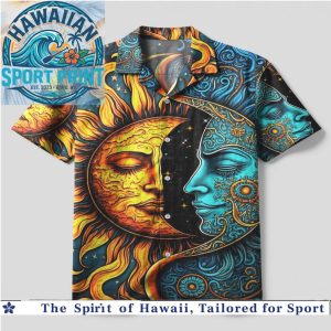 Celestial Sun and Moon Cosmic Art Boho Summer Hawaiian Shirt