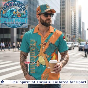 Charizard Fire Dragon Pokémon Colorblock Summer Hawaiian Shirt
