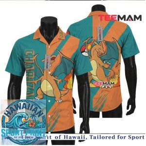 Charizard Fire Dragon Pokémon Colorblock Summer Hawaiian Shirt