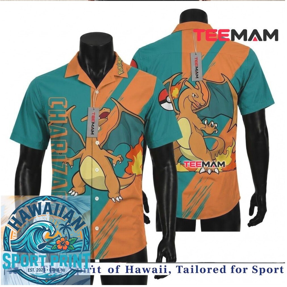 Charizard Fire Dragon Pokémon Colorblock Summer Hawaiian Shirt Charizard Fire Dragon Pokémon Colorblock Summer Hawaiian Shirt