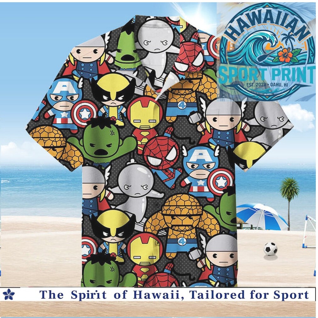 Chibi Marvel Superheroes Comic Book Characters Hawaiian Shirt Chibi Marvel Superheroes Comic Book Characters Hawaiian Shirt
