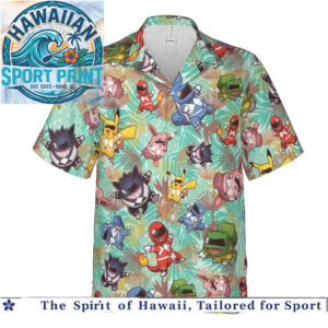 Chibi Retro Anime Heroes Monster Mashup Hawaiian Shirt