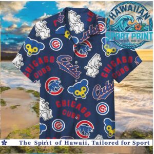 Chicago Cubs Baseball Team Retro Mascot Logo Hawaiian Shirt