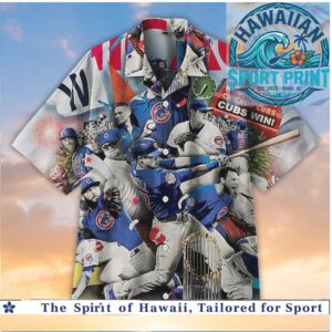 Chicago Cubs World Series Champions Baseball Collage Hawaiian Shirt