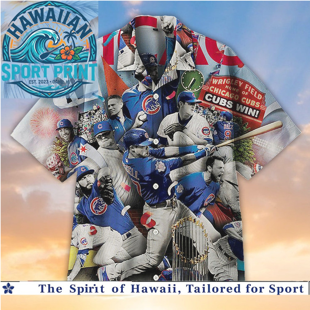 Chicago Cubs World Series Champions Baseball Collage Hawaiian Shirt Chicago Cubs World Series Champions Baseball Collage Hawaiian Shirt