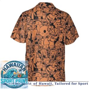 Classic Cartoon Characters Orange Silhouette Hawaiian Shirt