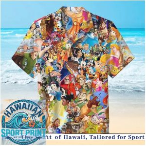 Classic Disney Characters Cartoon Animation Collage Hawaiian Shirt