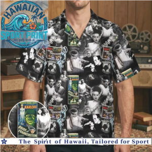 Classic Frankenstein Bride Horror Movie Monster Tropical Hawaiian Shirt