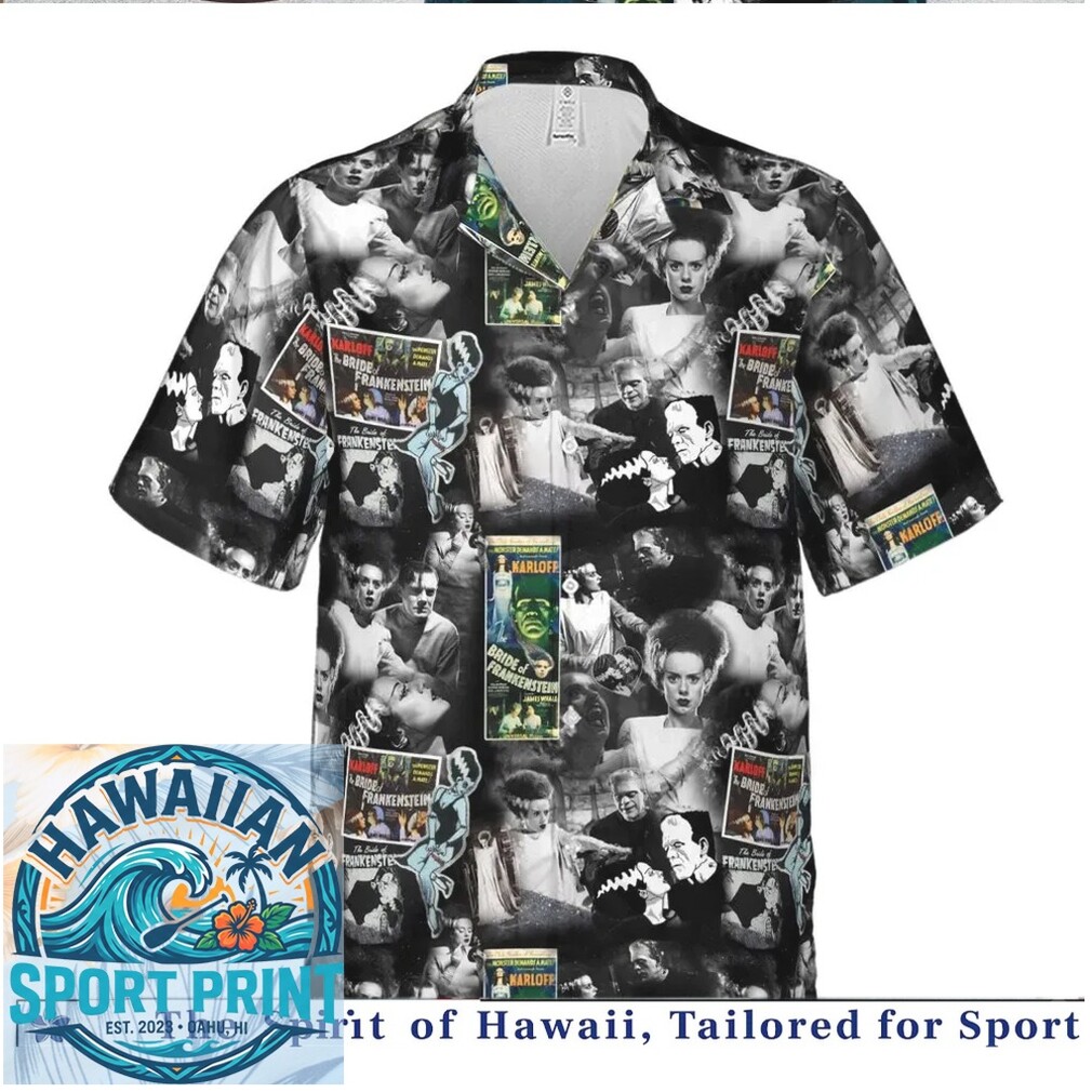 Classic Frankenstein Bride Horror Movie Monster Tropical Hawaiian Shirt Classic Frankenstein Bride Horror Movie Monster Tropical Hawaiian Shirt