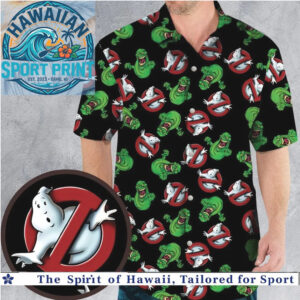Classic Ghostbusters Green Slime Logo Retro Horror Hawaiian Shirt