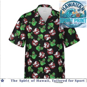 Classic Ghostbusters Green Slime Logo Retro Horror Hawaiian Shirt