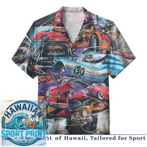 Classic Porsche Racing Cars Retro Art Hawaiian Shirt