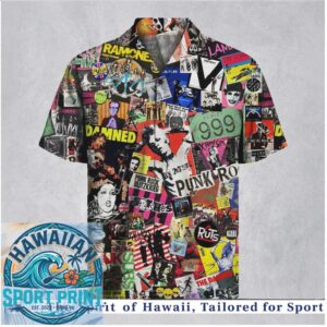 Classic Punk Rock Music Bands Collage Retro Hawaiian Shirt