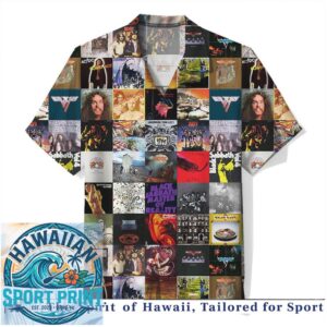 Classic Rock Bands Album Covers Collage Retro Music Hawaiian Shirt