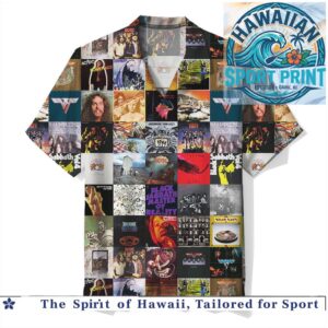 Classic Rock Bands Album Covers Collage Retro Music Hawaiian Shirt