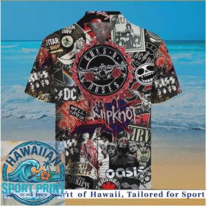 Classic Rock Bands Collage Guns N Roses AC DC Slipknot Hawaiian Shirt
