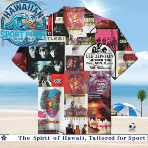 Classic Rock Bands Music Legend Collage Hawaiian Shirt