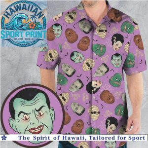 Classic Universal Monsters Spooky Halloween Retro Hawaiian Shirt