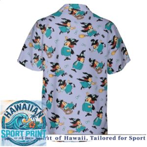 Classic Witch Broomstick Magic Spooky Cartoon Tropical Hawaiian Shirt