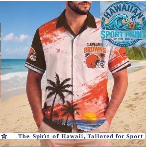 Cleveland Browns NFL Tropical Sunset Palm Tree Hawaiian Shirt Beach Aloha
