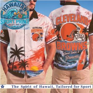 Cleveland Browns NFL Tropical Sunset Palm Tree Hawaiian Shirt Beach Aloha