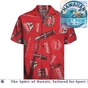 Coca Cola Classic Soda Bottle Red Logo Vintage Hawaiian Shirt