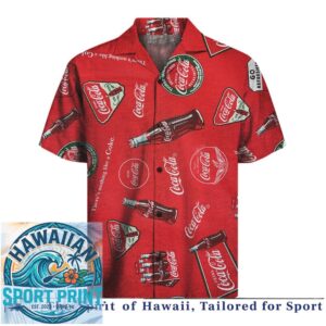 Coca Cola Classic Soda Bottle Red Logo Vintage Hawaiian Shirt