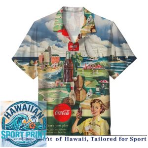 Coca Cola Vintage Advertisement Classic Bottle Retro Hawaiian Shirt