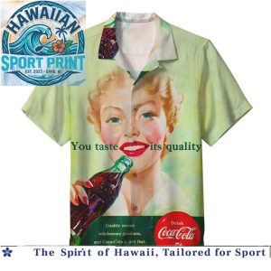 Coca Cola Vintage Advertisement Classic Bottle Retro Hawaiian Shirt