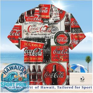 Coca Cola Vintage Soda Bottle Retro Logo Summer Hawaiian Shirt