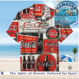 Coca Cola Vintage Soda Bottle Retro Logo Summer Hawaiian Shirt