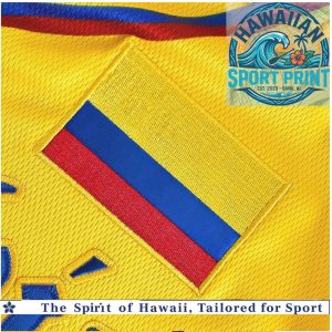 Colombia Flag Custom Name Yellow Blue Baseball Jersey