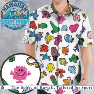 Colorful Funny Cartoon Little Characters Cute Tropical Hawaiian Shirt