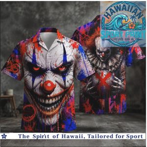 Creepy Clown Horror Graffiti Splatter Graphic Hawaiian Shirt
