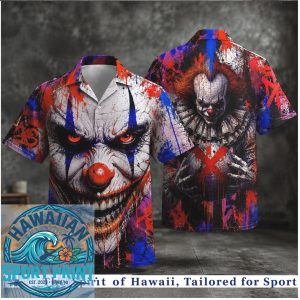 Creepy Clown Horror Graffiti Splatter Graphic Hawaiian Shirt