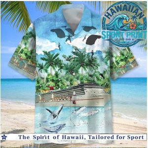 Cruise Ship Whale Ocean Paragliding Tropical Beach Hawaiian Shirt