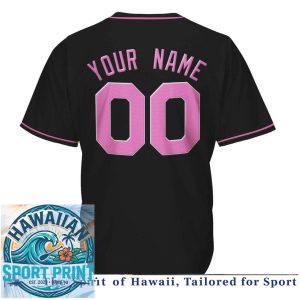 Custom Black Pink Baseball Jersey Personalized Team Name Shirt