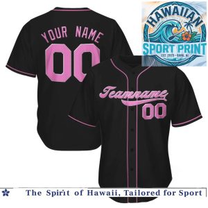 Custom Black Pink Baseball Jersey Personalized Team Name Shirt