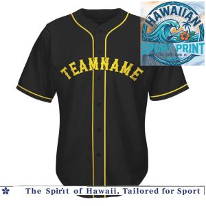 Custom Black Yellow Baseball Jersey Personalized Team Name Shirt