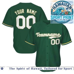 Custom Forest Green White Baseball Jersey Personalized Team Shirt