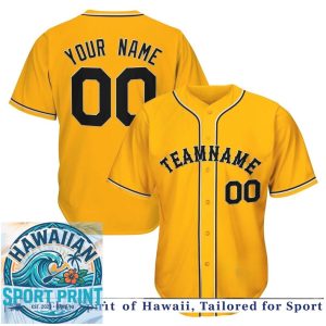 Custom Gold Black Baseball Jersey Personalized Team Name Shirt