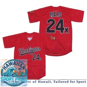 Custom Hooligans Red Mars 24k Baseball Jersey Uniform