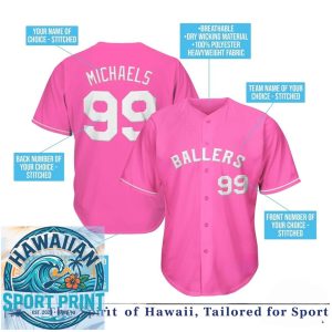 Custom Hot Pink White Baseball Jersey Personalized Team Shirt