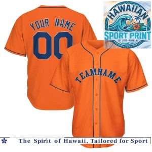 Custom Orange Navy Blue Baseball Jersey Personalized Team Shirt