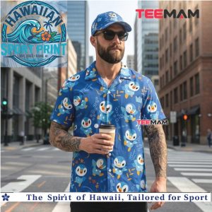 Cute Blue Penguin Tropical Summer Hawaiian Shirt