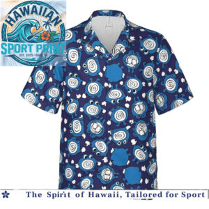 Cute Blue Poliwag Pokemon Character Tropical Hawaiian Shirt